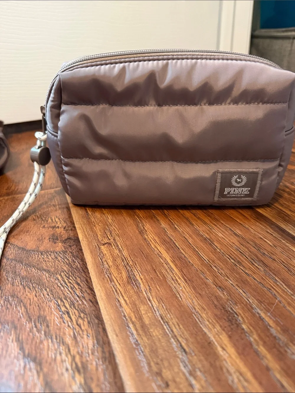 PINK Victoria's Secret Brown Quilted Nylon Tote with Pouch